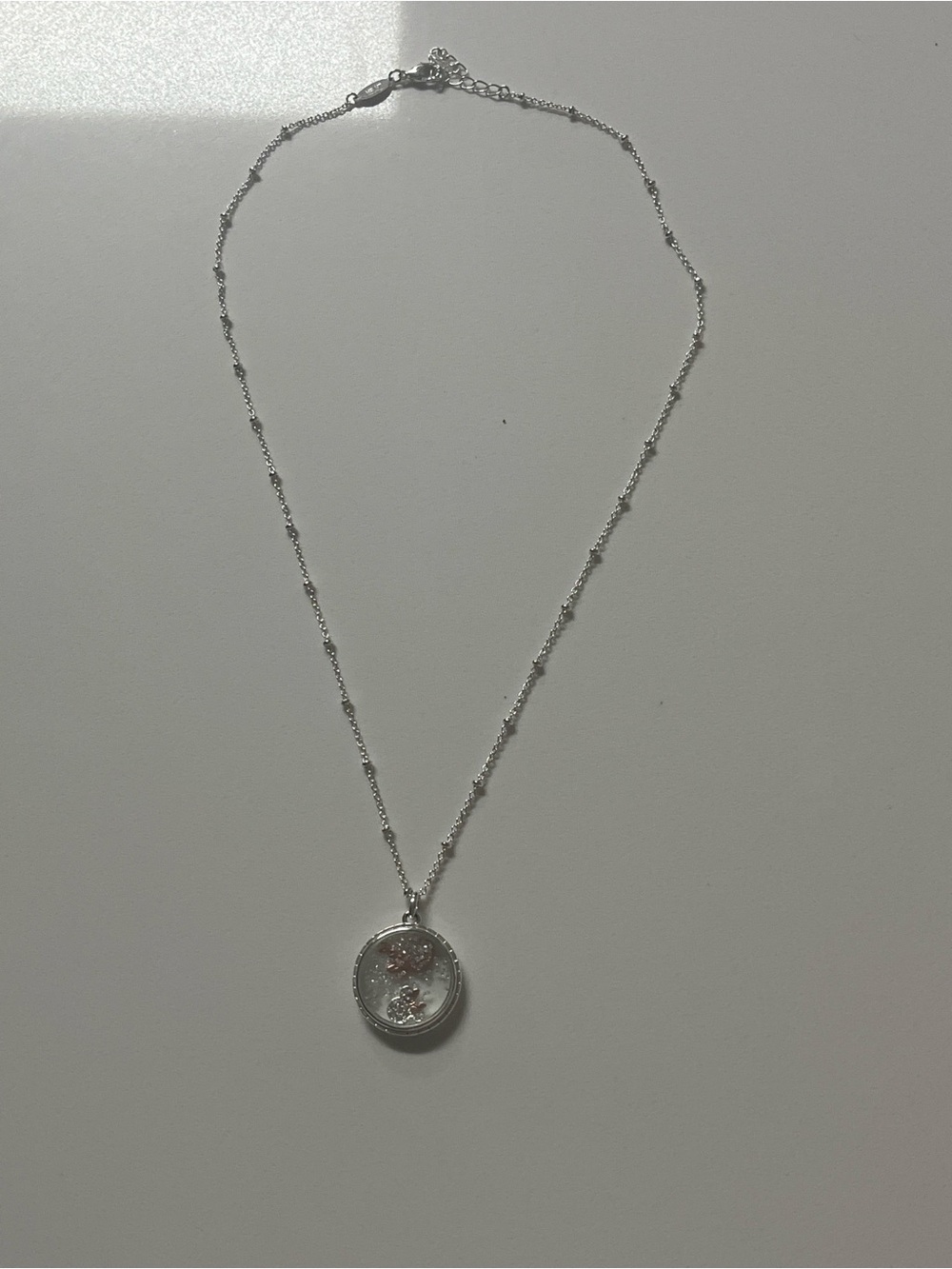 Disney "Love is Bowtiful" Fine Silver Plated Floating Charm Necklace